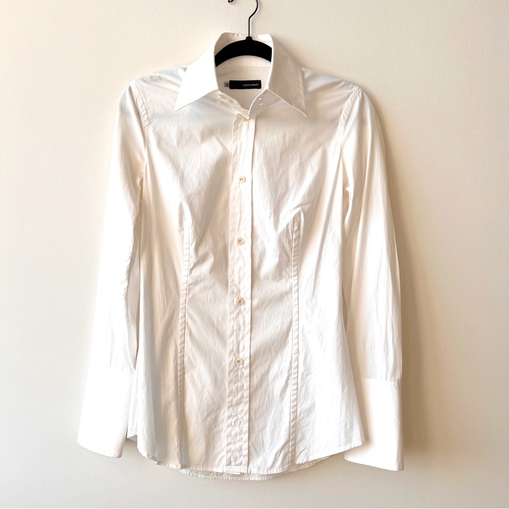 DSQUARED ladies size 10 white cotton blouse